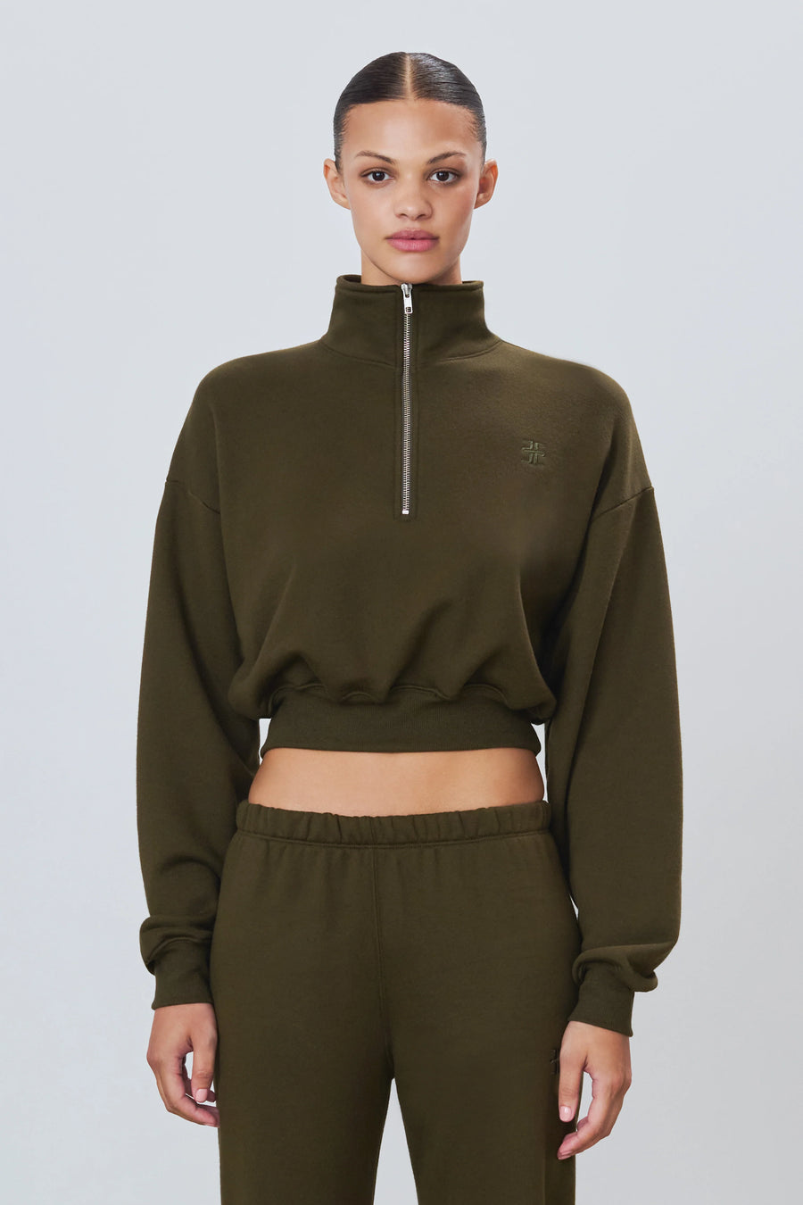 Cropped Half Zip Sweatshirt