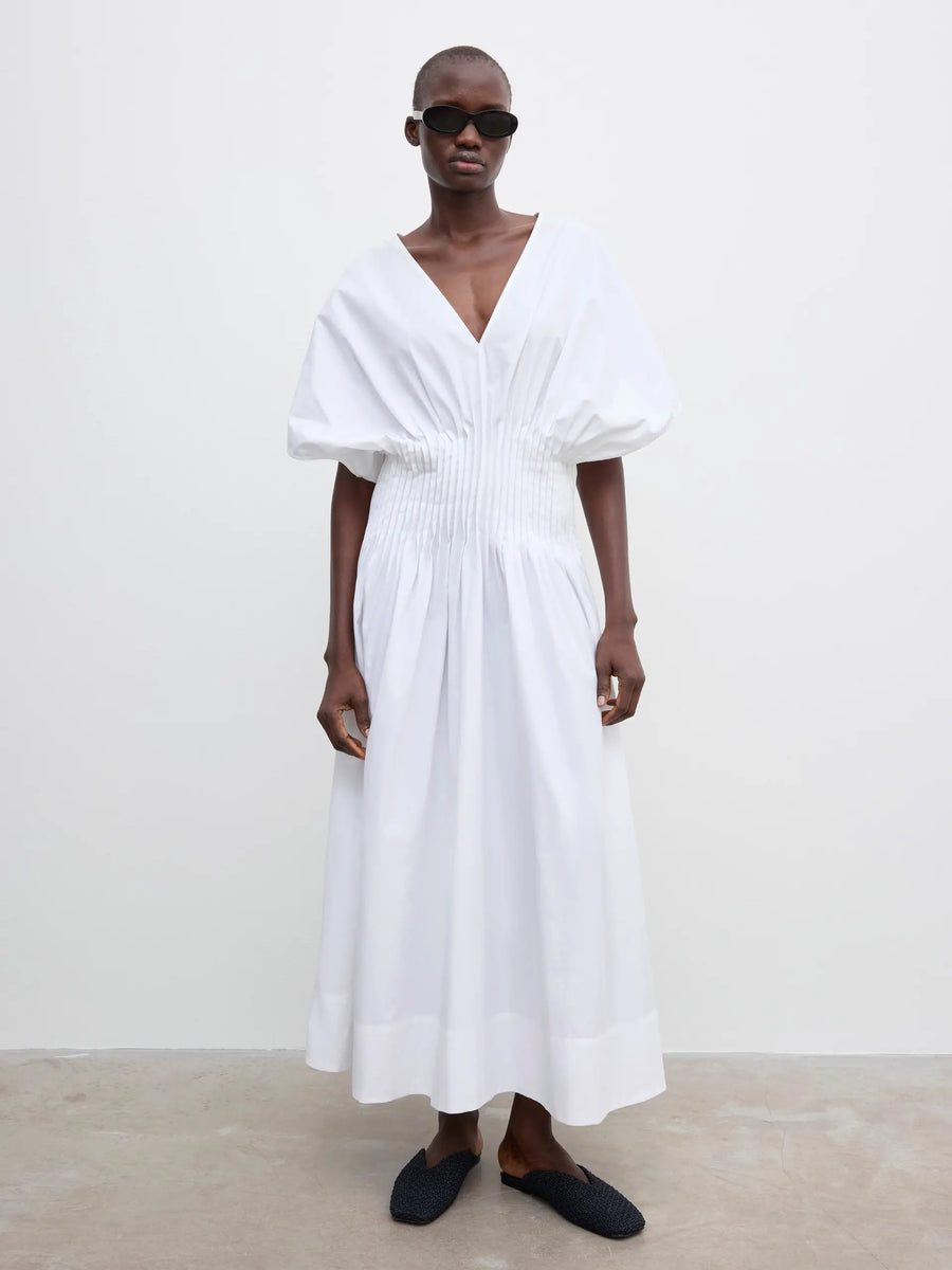 Poplin V Neck Dress