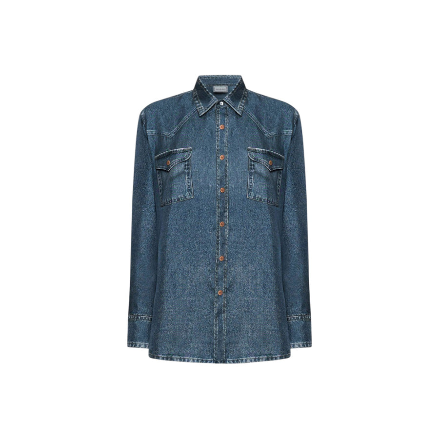 Silk Denim Long Sleeve Shirt