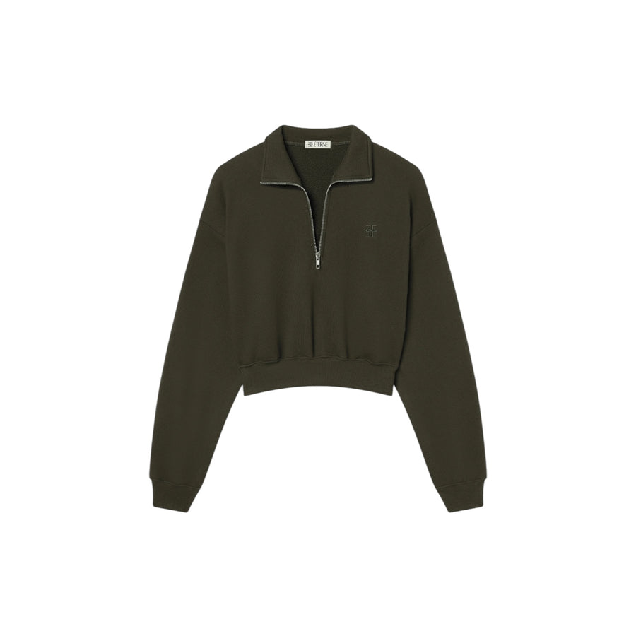 Cropped Half Zip Sweatshirt