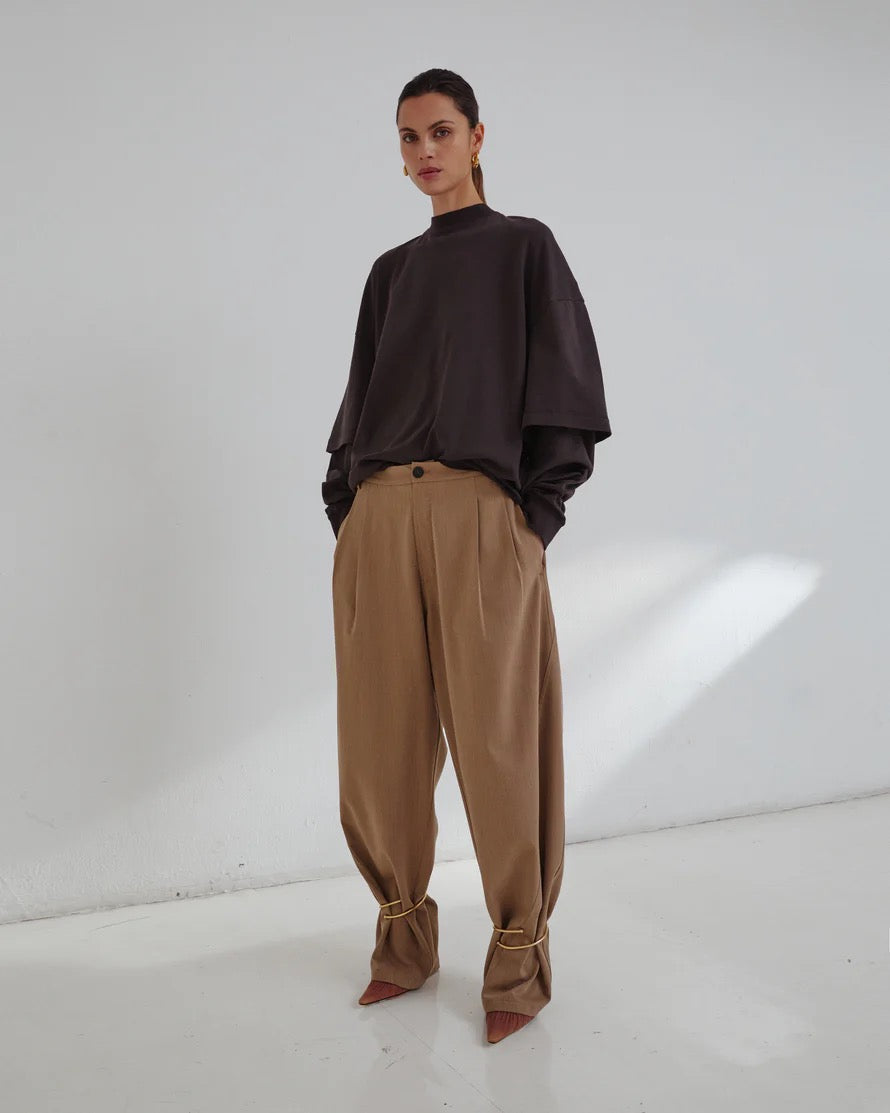 Phebe Cuff Adorned Wide Leg Pants