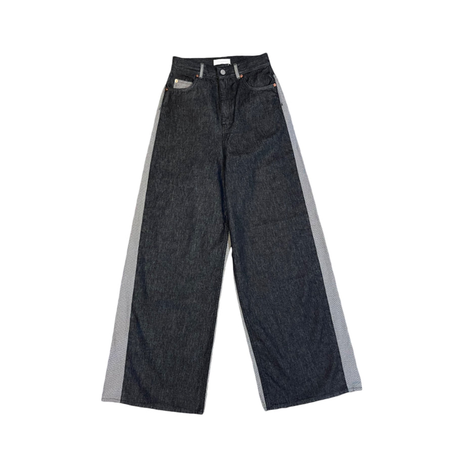 Baggy Contrast Fabric Jeans