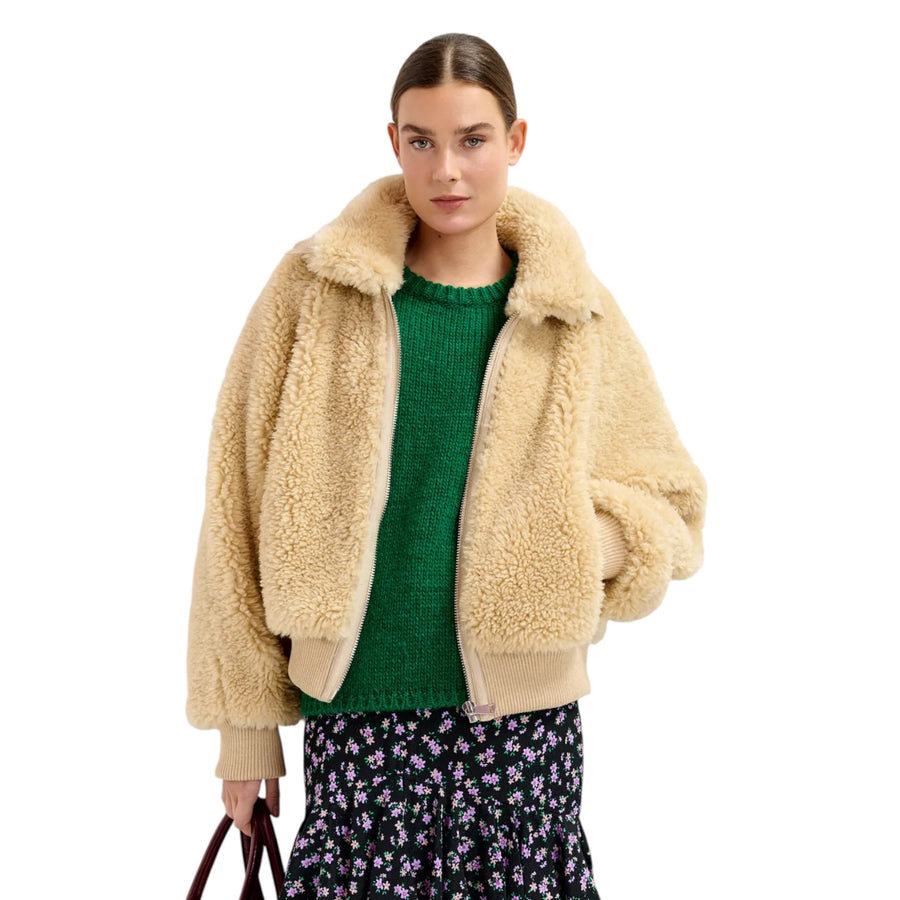 Twill Jacket Faux Fur