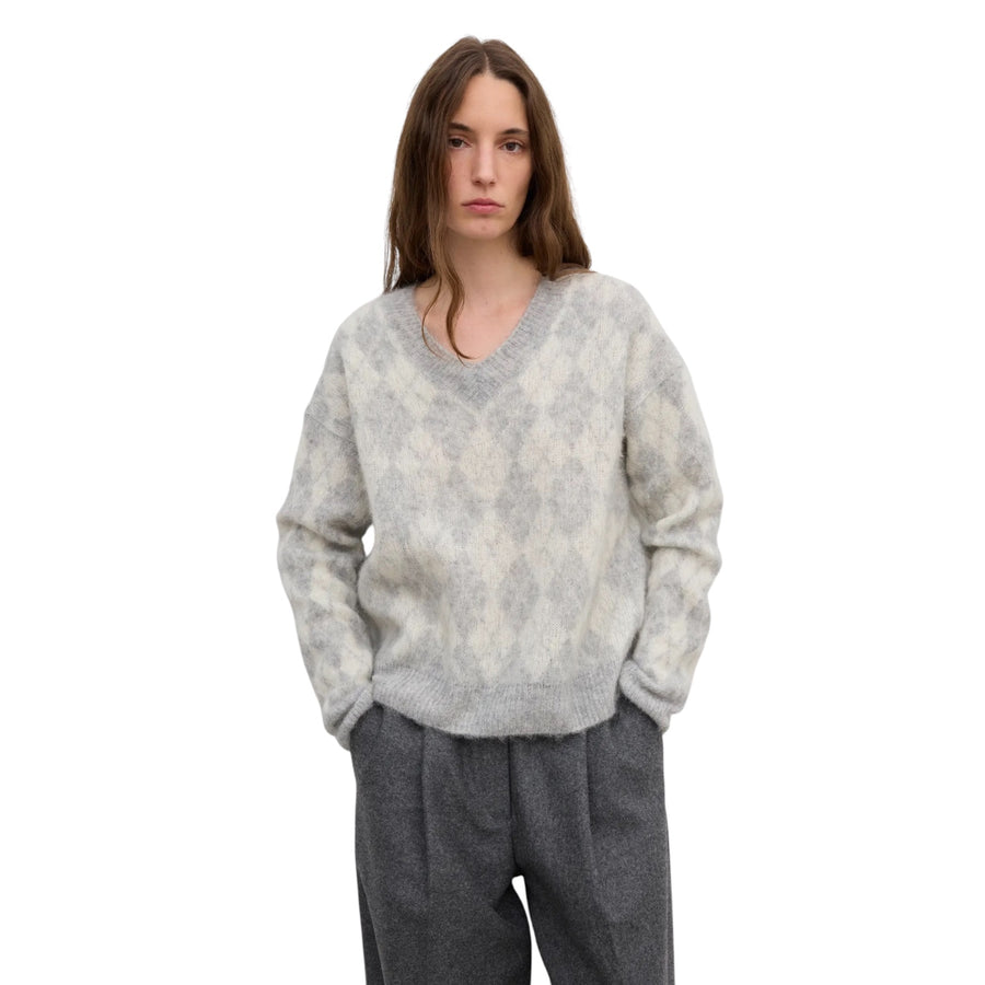 Brushed Argyle Knit Sweater