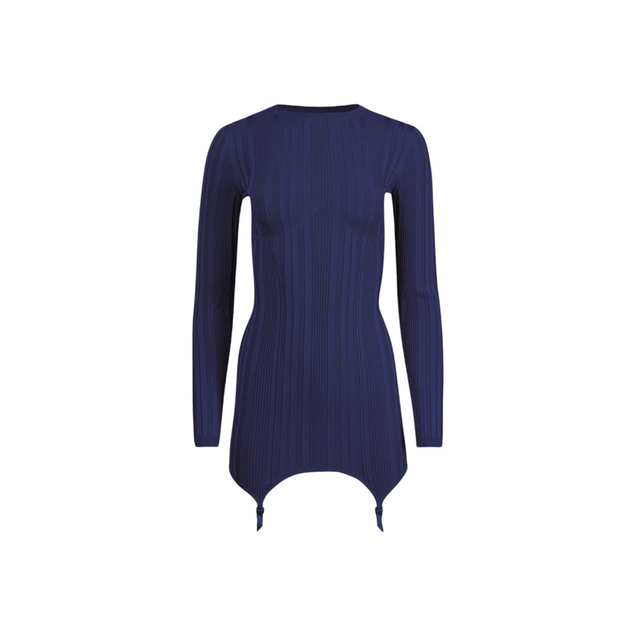 Ribbed Long Sleeve Garter Dress