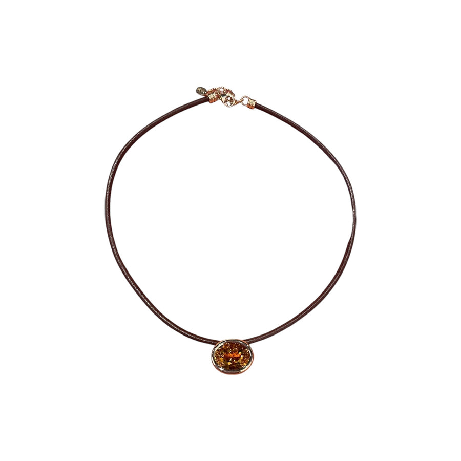 Scuba Leather Choker with Citrine