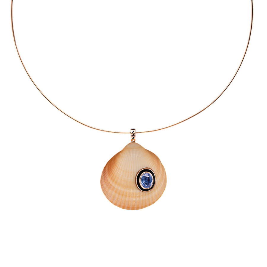 Natural Anadara Shell with Oval Blue Sapphire