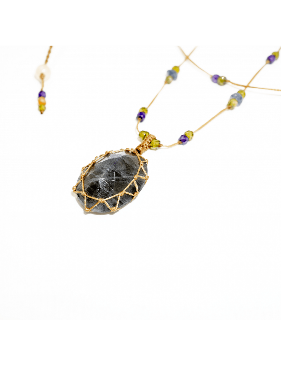 Short Tibetan Blue Fire Labradorite Necklace