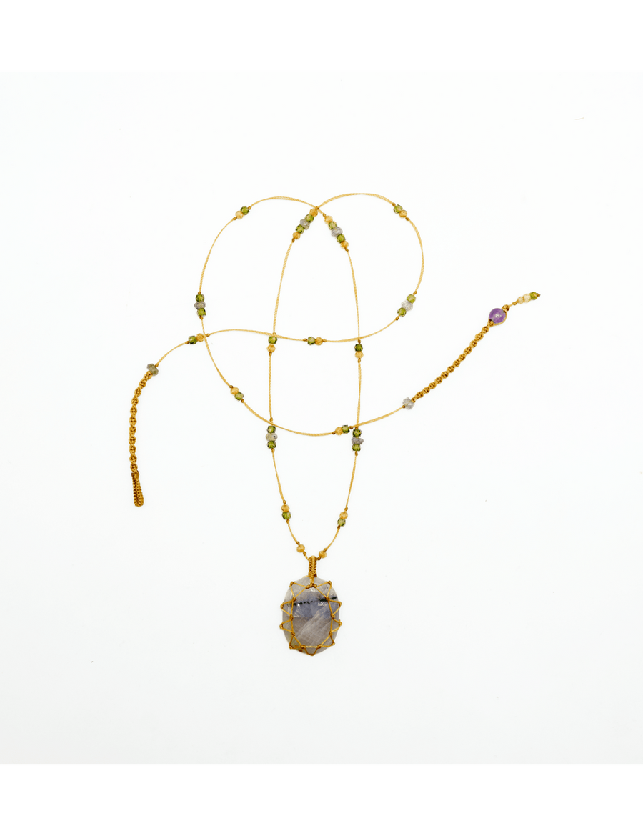 Short Tibetan Corundum Blue Necklace